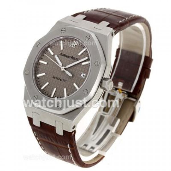 Audemars Piguet Royal Oak Swiss ETA 2824 Movement with Gray Checkered Dial-Leather Strap