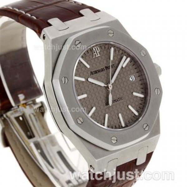 Audemars Piguet Royal Oak Swiss ETA 2824 Movement with Gray Checkered Dial-Leather Strap