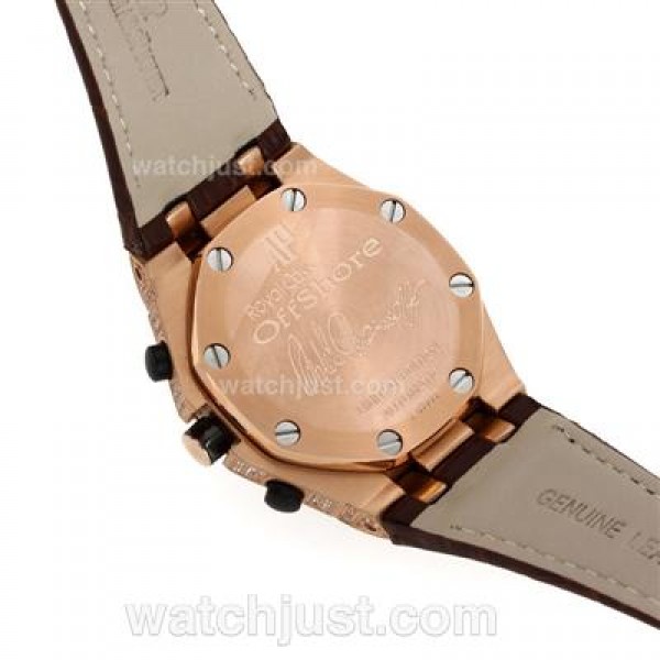 Audemars Piguet Royal Oak Offshore Chronograph Swiss Valjoux 7750 Movement Rose Gold Case Diamond Bezel and Case with Whi