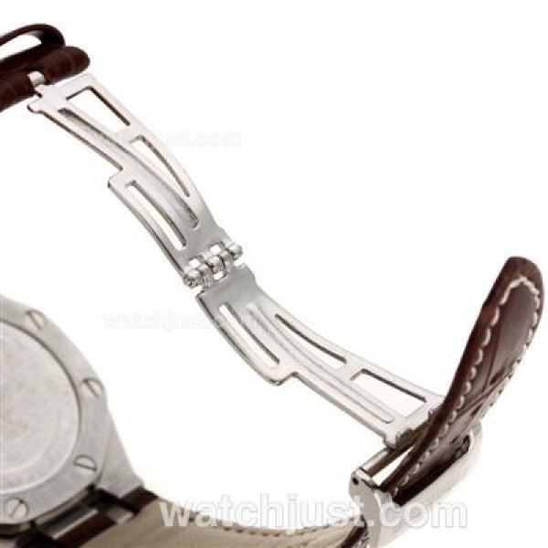 Audemars Piguet Royal Oak Chronograph Swiss Valjoux 7750 Movement Diamond Bezel and Case with White Checkered Dial-Leathe
