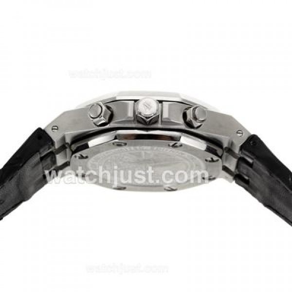 Audemars Piguet Royal Oak Chronograph Swiss Valjoux 7750 Movement Diamond Bezel with White Checkered Dial-Leather Strap
