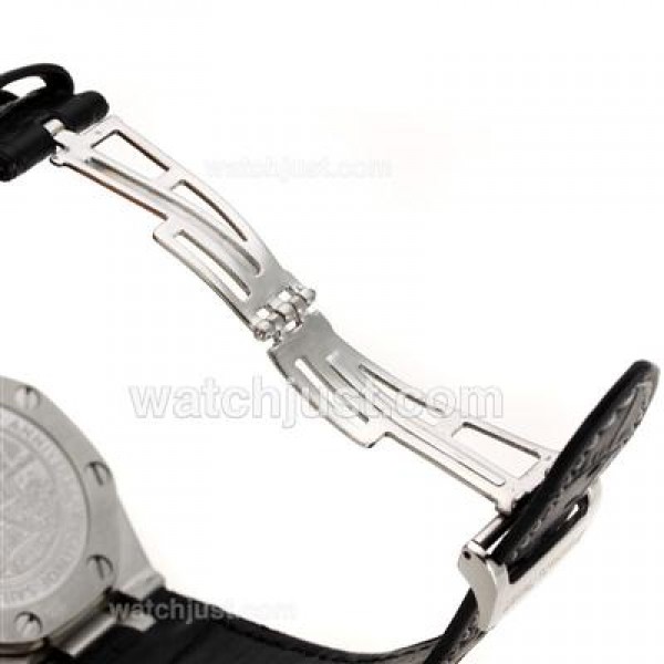 Audemars Piguet Royal Oak Chronograph Swiss Valjoux 7750 Movement Diamond Bezel with Black Checkered Dial-Leather Strap