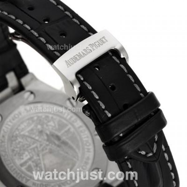Audemars Piguet Royal Oak Chronograph Swiss Valjoux 7750 Movement Diamond Bezel with Black Checkered Dial-Leather Strap