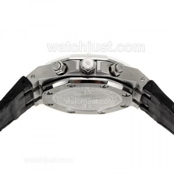 Audemars Piguet Royal Oak Chronograph Swiss Valjoux 7750 Movement Diamond Bezel with Black Checkered Dial-Leather Strap
