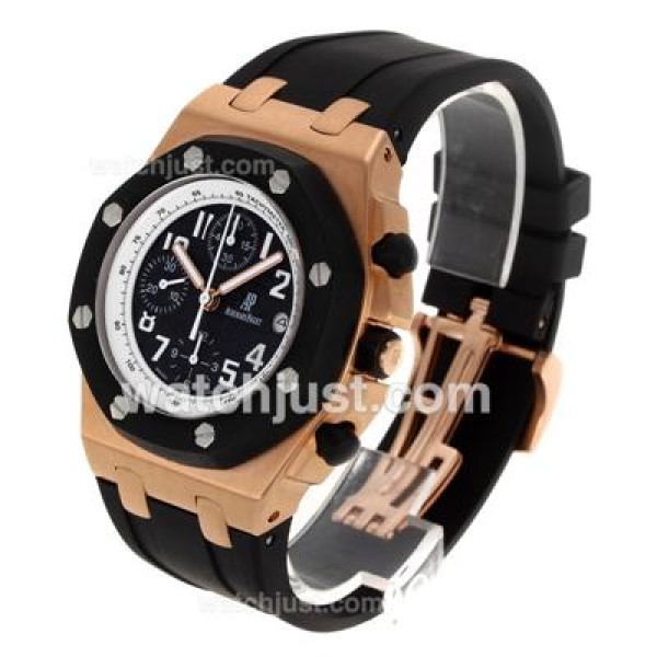 Audemars Piguet Royal Oak Offshore Chronograph Swiss Valjoux 7750 Movement Rose Gold Case PVD Bezel with Black Checkered