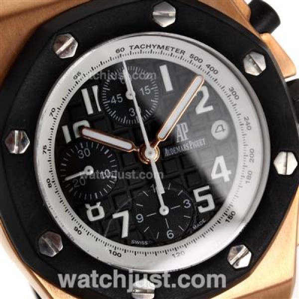 Audemars Piguet Royal Oak Offshore Chronograph Swiss Valjoux 7750 Movement Rose Gold Case PVD Bezel with Black Checkered
