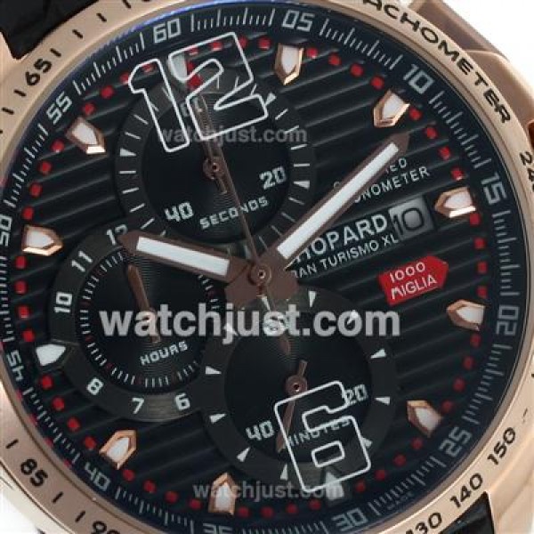 Chopard Gran Turismo XL Miglia Working Chronograph Rose Gold Case with Black Dial-Lady Size