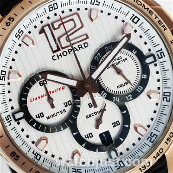 Chopard Gran Turismo XL Miglia Working Chronograph Rose Gold Case with White Dial-Lady Size