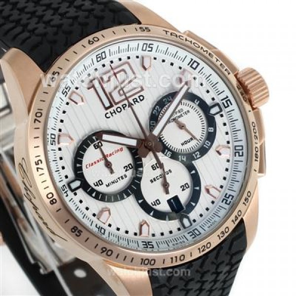 Chopard Gran Turismo XL Miglia Working Chronograph Rose Gold Case with White Dial-Lady Size