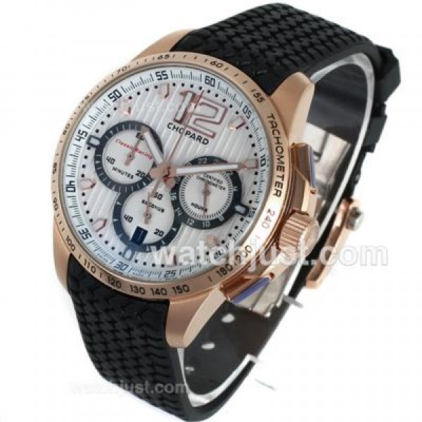 Chopard Gran Turismo XL Miglia Working Chronograph Rose Gold Case with White Dial-Lady Size