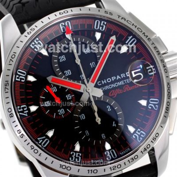 Chopard Alfa Romeo Chronograph Swiss Valjoux 7750 Movement with Black Dial-Rubber Strap