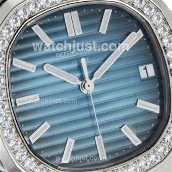 Patek Philippe Nautilus Jumbo MBW Swiss ETA 2824 Movement Diamond Bezel with Blue Dial-S/S