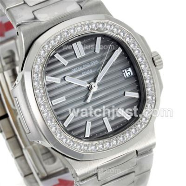 Patek Philippe Nautilus Jumbo MBW Swiss ETA 2824 Movement Diamond Bezel with Gray Dial-S/S