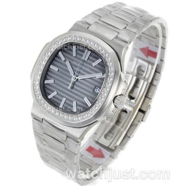 Patek Philippe Nautilus Jumbo MBW Swiss ETA 2824 Movement Diamond Bezel with Gray Dial-S/S