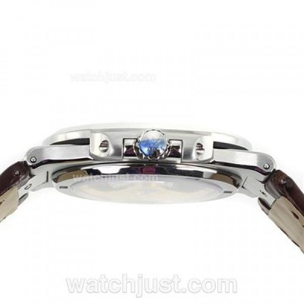 Patek Philippe Nautilus Jumbo MBW Swiss ETA 2824 Movement Diamond Bezel with White Dial-Leather Strap