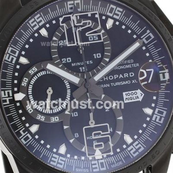 Chopard Mille Miglia GT XL Chrono Swiss Valjoux 7750 Movement PVD Case with Black Dial-Rubber Strap