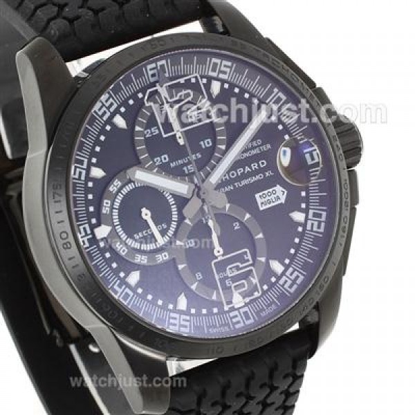 Chopard Mille Miglia GT XL Chrono Swiss Valjoux 7750 Movement PVD Case with Black Dial-Rubber Strap