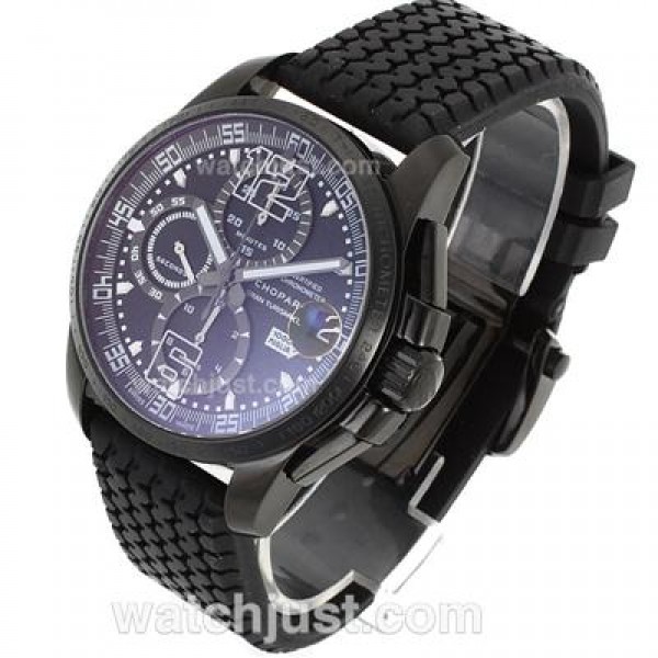 Chopard Mille Miglia GT XL Chrono Swiss Valjoux 7750 Movement PVD Case with Black Dial-Rubber Strap