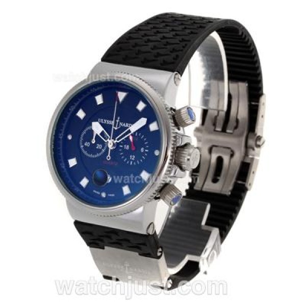 Ulysse Nardin Maxi Marine Working Chronograph with Black Dial-Black Rubber Strap