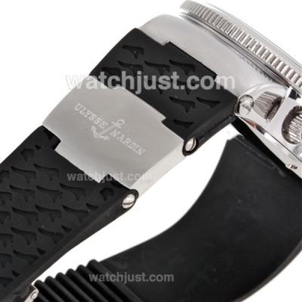 Ulysse Nardin Maxi Marine Working Chronograph with Black Dial-Black Rubber Strap