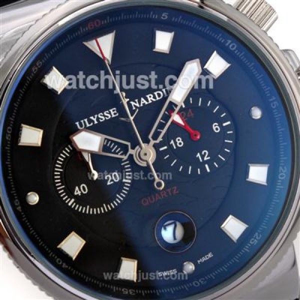 Ulysse Nardin Maxi Marine Working Chronograph with Black Dial-Black Rubber Strap