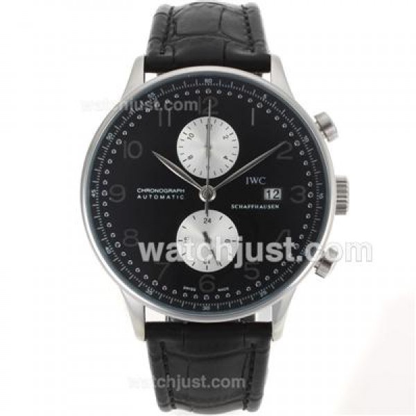 IWC Portuguese Automatic with Black Dial-Leather Strap