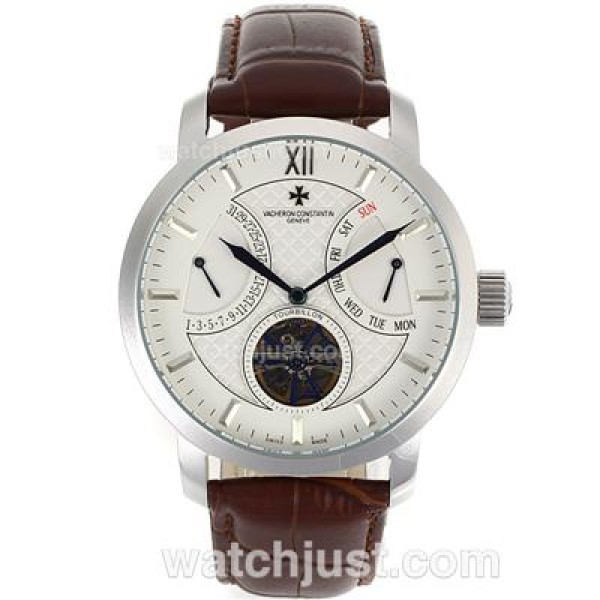 Vacheron Constantin Tourbillon Automatic with White Dial-Leather Strap