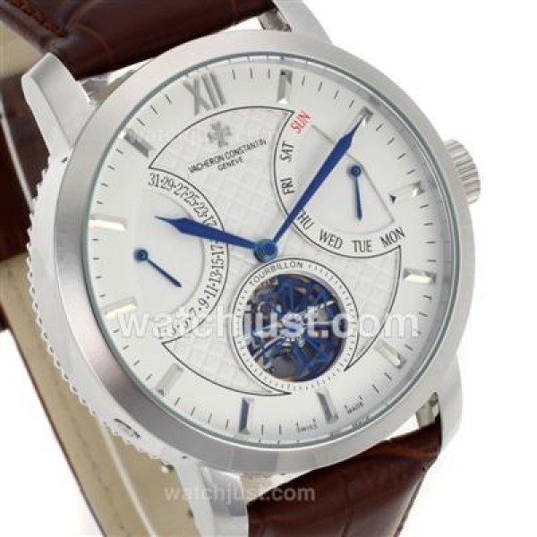 Vacheron Constantin Tourbillon Automatic with White Dial-Leather Strap