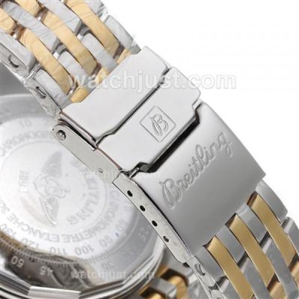 Breitling Cosmonaute Chronograph Swiss Valjoux 7750 Movement Two Tone with White Dial