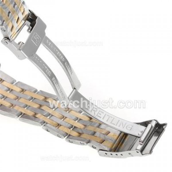 Breitling Cosmonaute Chronograph Swiss Valjoux 7750 Movement Two Tone with White Dial