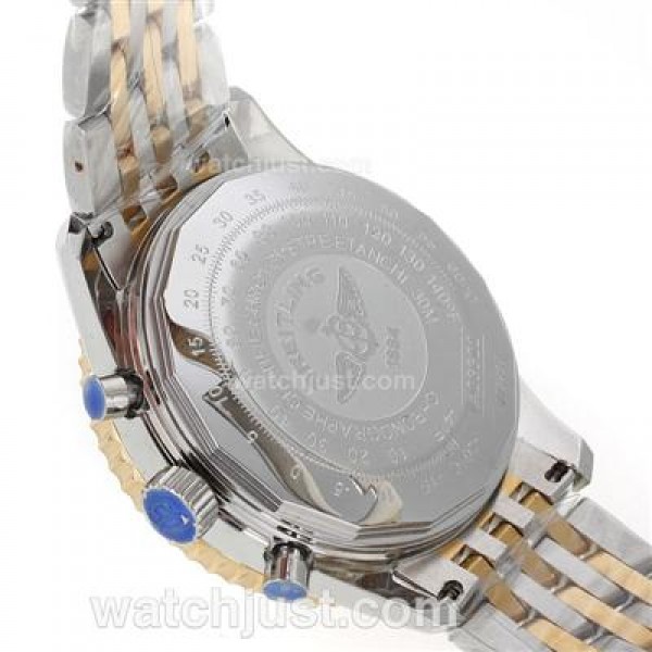 Breitling Cosmonaute Chronograph Swiss Valjoux 7750 Movement Two Tone with White Dial