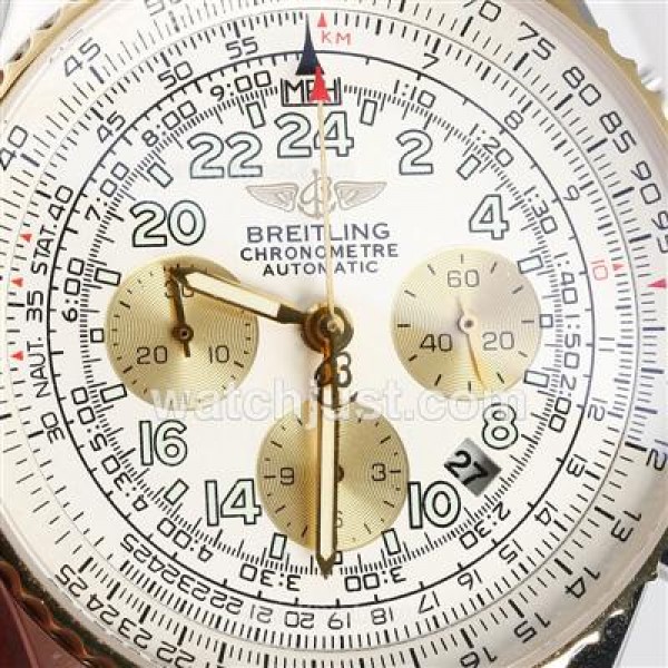 Breitling Cosmonaute Chronograph Swiss Valjoux 7750 Movement Two Tone with White Dial