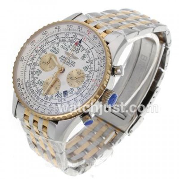 Breitling Cosmonaute Chronograph Swiss Valjoux 7750 Movement Two Tone with White Dial
