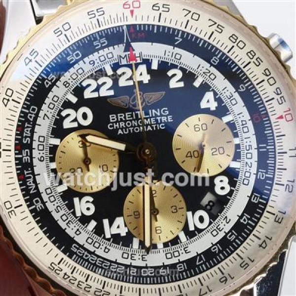 Breitling Cosmonaute Chronograph Swiss Valjoux 7750 Movement Two Tone with Black Dial