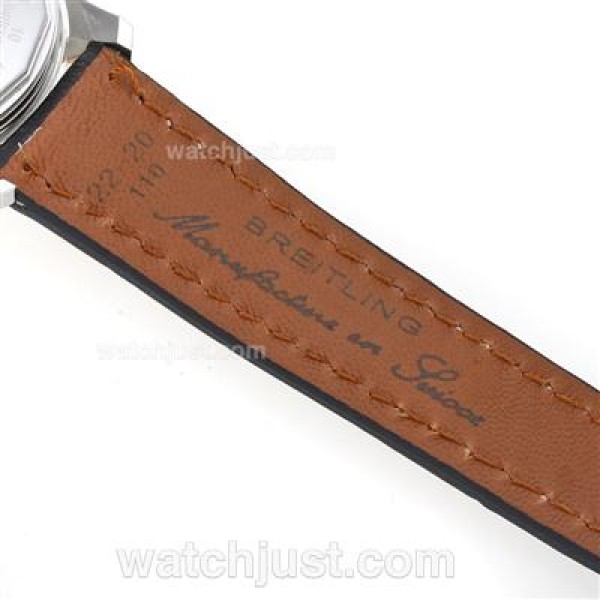 Breitling Cosmonaute Chronograph Swiss Valjoux 7750 Movement Two Tone Case with Black Dial-Leather Strap