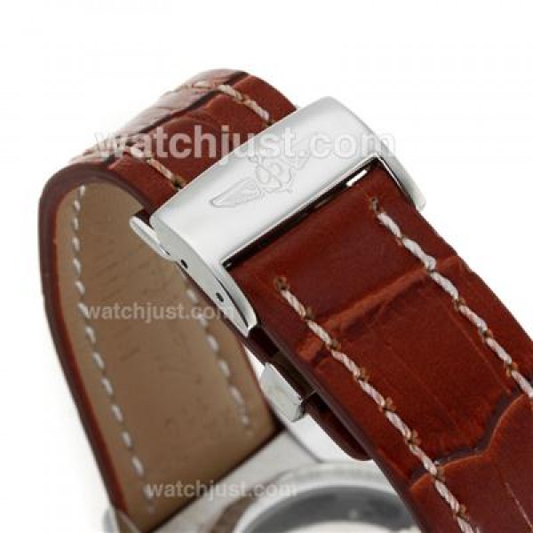 Breitling Chronomat Evolution Tourbillon Automatic with White Dial-Leather Strap