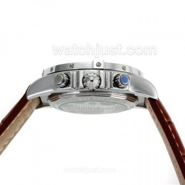 Breitling Chronomat Evolution Tourbillon Automatic with White Dial-Leather Strap