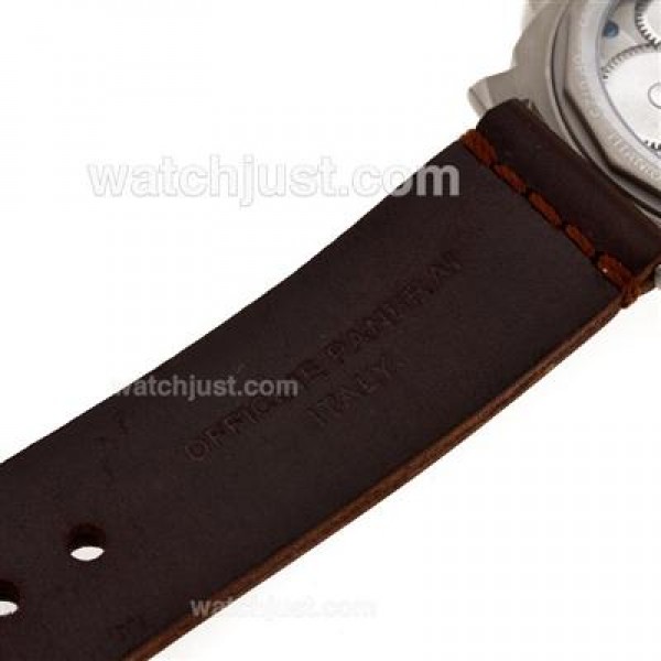Panerai Luminor Marina Unitas 6497 Movement with Swan Neck Titanium Case with Black Dial-Leather Strap