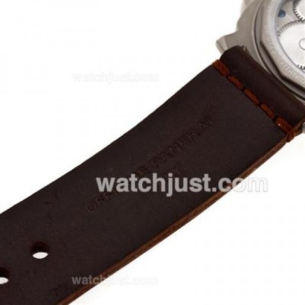Panerai Luminor Marina Unitas 6497 Movement with Swan Neck Titanium Case with Black Dial-Leather Strap