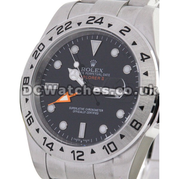 Steel Rolex Explorer II 42MM Replica Watches With Black Dial For Men