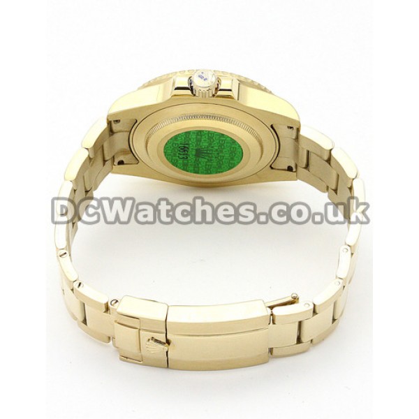 Fake Yellow Gold Rolex GMT Master II Watches For Men With Yellow Gold Bracelet (Ceramic Bezel)