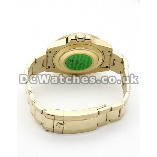 Yellow Gold Replica Rolex GMT Master II 40 MM Watches With Green Dial (Ceramic Bezel)