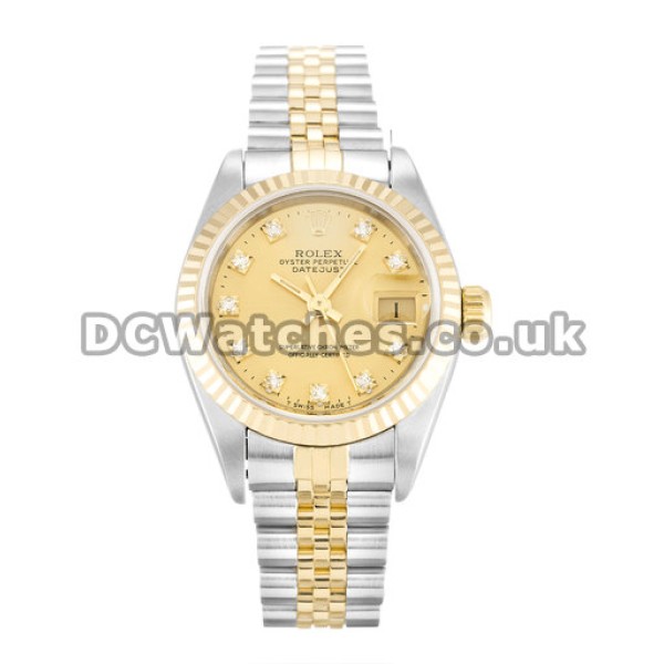 UK Cheap Rolex Datejust Gold Dial Stainless Steel High Quality Fake Watches