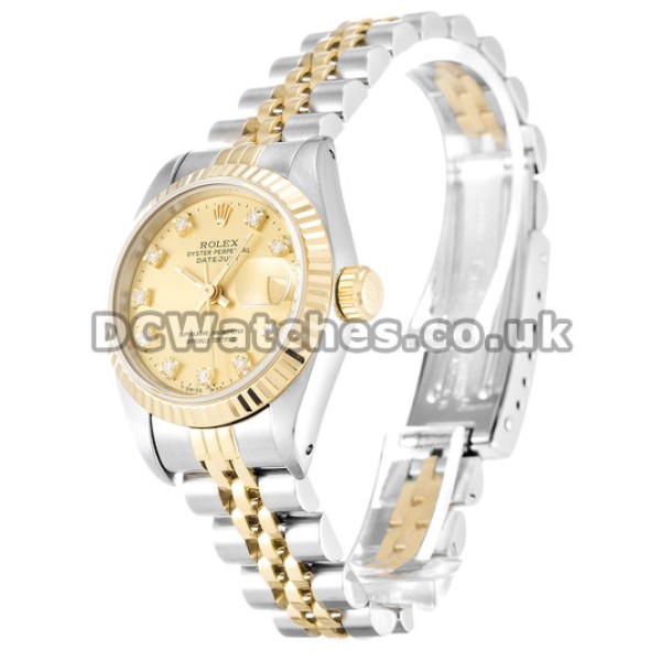 UK Cheap Rolex Datejust Gold Dial Stainless Steel High Quality Fake Watches