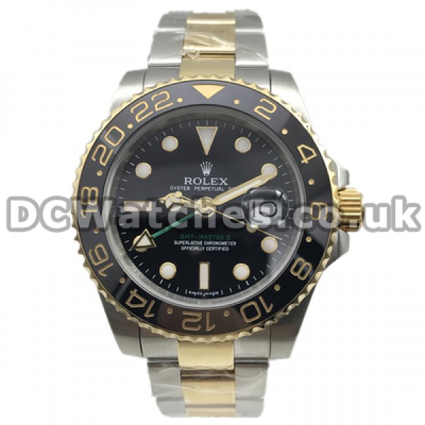 Swiss Replica Rolex GMT Master II Watches With Steel And Yellow Gold Case For Men (Ceramic Bezel)