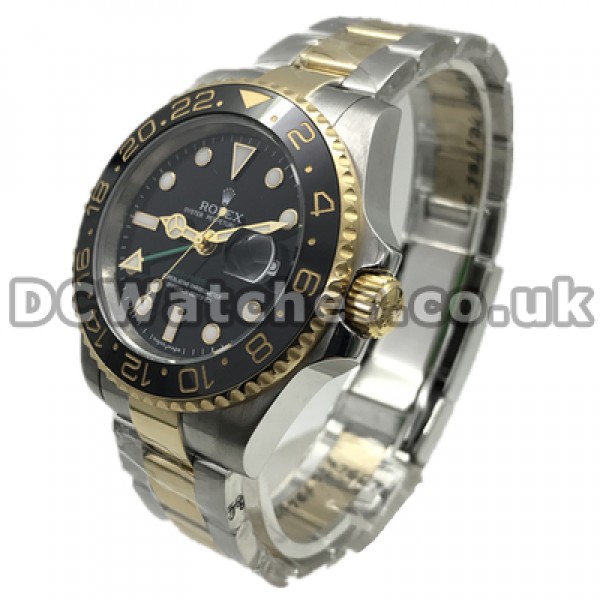 Swiss Replica Rolex GMT Master II Watches With Steel And Yellow Gold Case For Men (Ceramic Bezel)