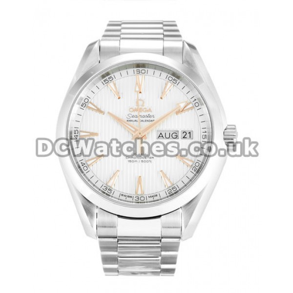 Cheap Omega Aqua Terra Silver Baton Dial Steel Bracelet 43MM Replica Watches