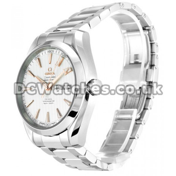 Cheap Omega Aqua Terra Silver Baton Dial Steel Bracelet 43MM Replica Watches