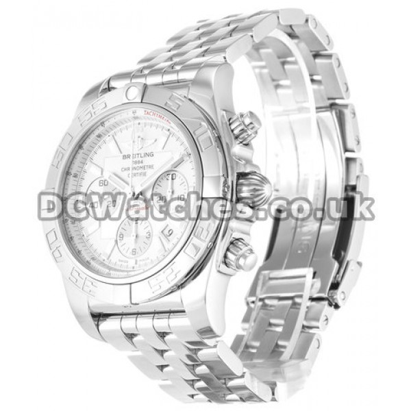 Classic 43.5 MM Breitling Chronomat 44 Silver Baton Dial Replica Watches