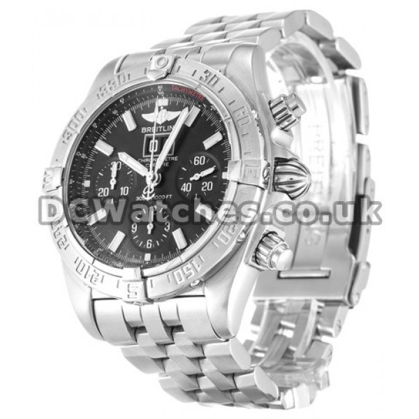 Breitling Blackbird Black Baton Dial Silver Bracelet Replica Watches